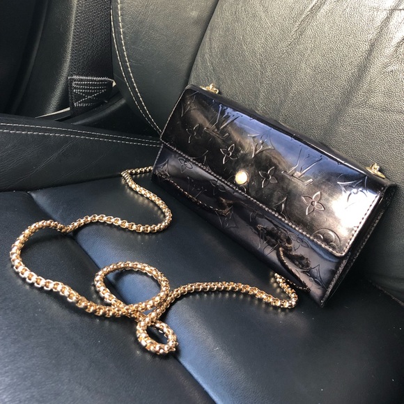 Louis Vuitton Vernis Wallet Chain Black Patent Leather Crossbody Revamp - Picture 8 of 8